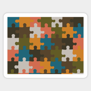 Retro Groovy Puzzle Pieces- Deep Autumn Puzzles Seasonal Palette Sticker